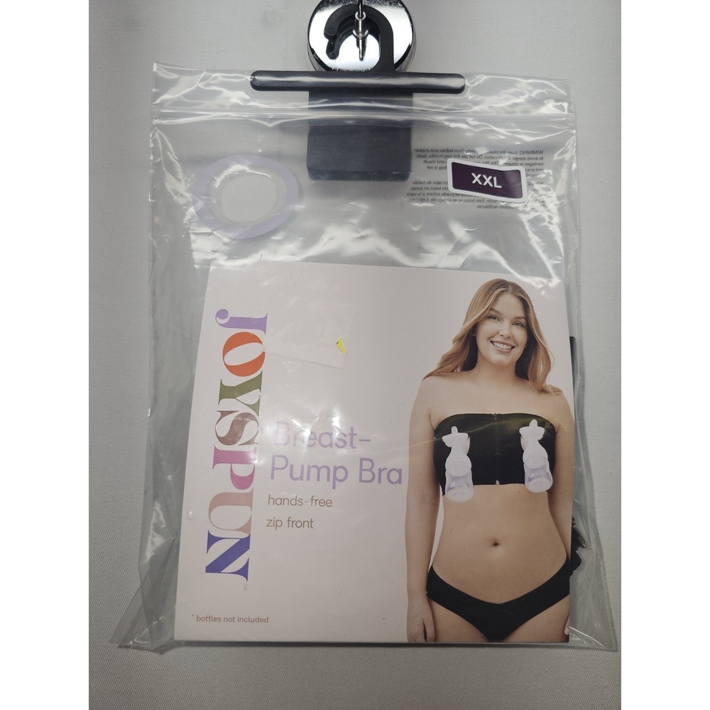 Joyspun Women's Maternity Hands-Free Nursing Pumping Bandeau Bra, Size XL Black
